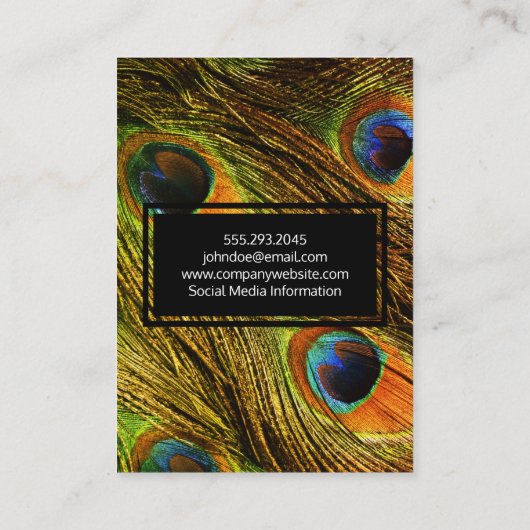 Chic Peacock Feathers Patroon Visitekaartje (Achterkant)
