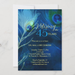 Chic Peacock Feathers Retirement Party Kaart