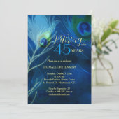 Chic Peacock Feathers Retirement Party Kaart (Staand voorkant)