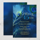 Chic Peacock Feathers Retirement Party Kaart (Voorkant / Achterkant)