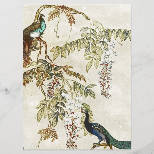 Chic Peacock Wedding Menus Menu (Achterkant)