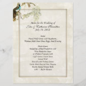 Chic Peacock Wedding Menus Menu (Voorkant)