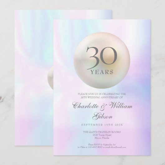 Chic Pearl 30th Anniversary Kaart (Voorkant / Achterkant)