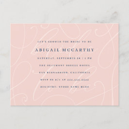 Chic Pearl Blush & Marokkaans Blauw Vrijgezellenfe Uitnodiging Briefkaart