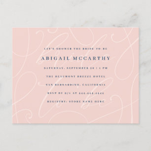Chic Pearl Blush & Marokkaans Blauw Vrijgezellenfe Uitnodiging Briefkaart