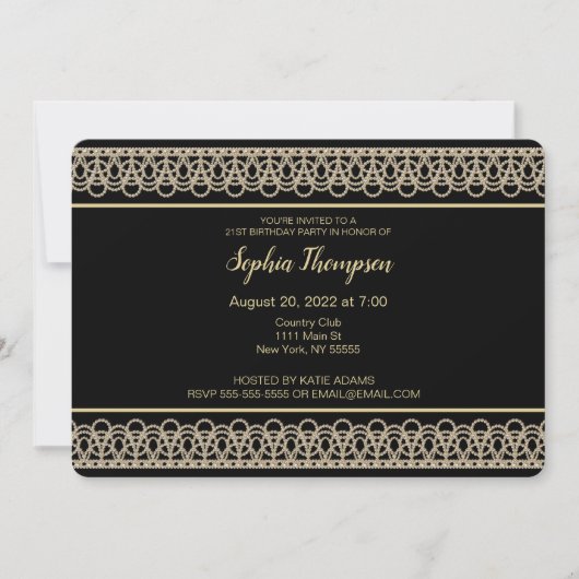 Chic Pearl Border 21st Birthday Party Invitation Kaart (Voorkant)