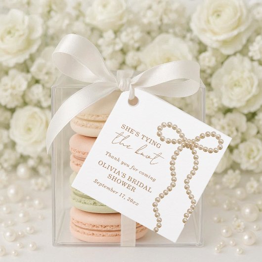 Chic Pearl Bow gaat trouwen Bruidsfeest Bedankjes Labels