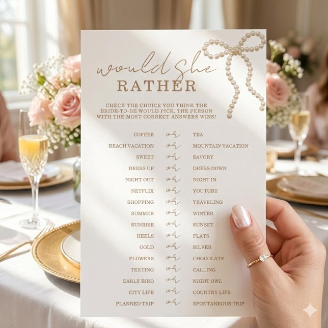 Chic Pearl Bow Would She Rather Bridal Shower Game (Creator heeft geüpload)