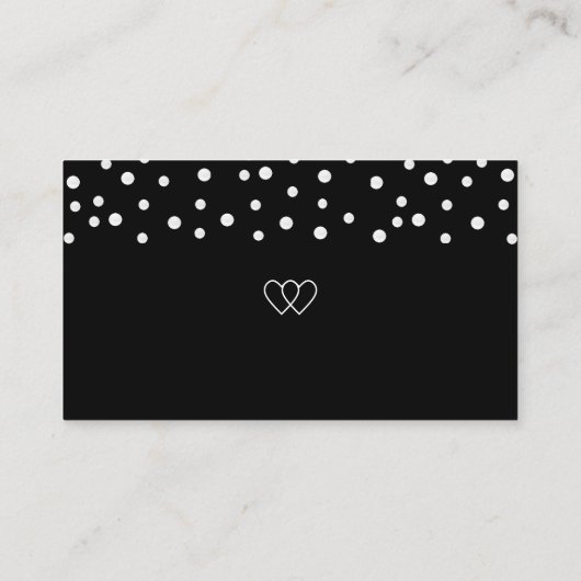 Chic Pearl Confetti op Black Wedding Informatiekaartje (Achterkant)