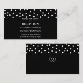 Chic Pearl Confetti op Black Wedding Informatiekaartje (Voorkant / Achterkant)