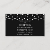Chic Pearl Confetti op Black Wedding Informatiekaartje (Voorkant)