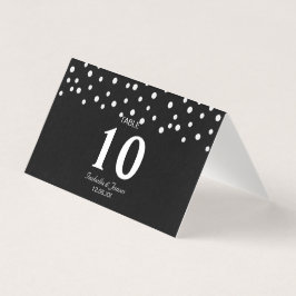 Chic Pearl Confetti op Black Wedding Kaart