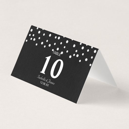 Chic Pearl Confetti op Black Wedding Kaart (Voorkant)