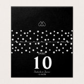 Chic Pearl Confetti op Black Wedding Kaart (Buitenkant ongevouwen)