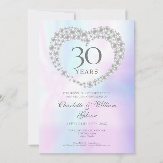 Chic Pearl Heart 30th Jubileum Kaart (Voorkant)