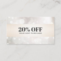 Chic pearlescent Glitter White Bokeh Coupon Kaart