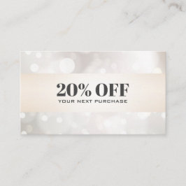 Chic pearlescent Glitter White Bokeh Coupon Kaart Visitekaartje