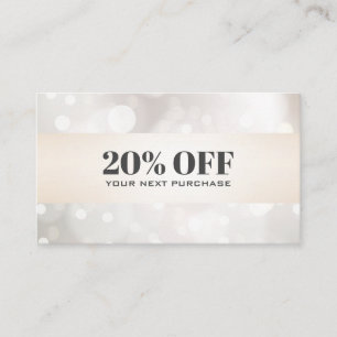 Chic pearlescent Glitter White Bokeh Coupon Kaart Visitekaartje