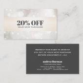 Chic pearlescent Glitter White Bokeh Coupon Kaart Visitekaartje (Voorkant / Achterkant)