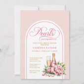 Chic Pearls and Prosecco Bridal Invitation Design Kaart (Voorkant)