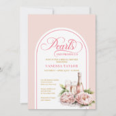 Chic Pearls and Prosecco Bridal Invitation Invite Kaart (Voorkant)