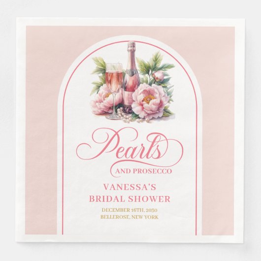 Chic Pearls and Prosecco Bridal Shower Napkins Servet (Voorkant)