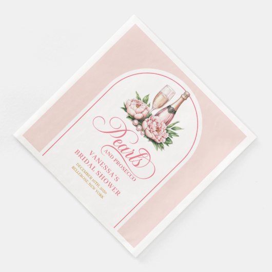 Chic Pearls and Prosecco Floral Bridal Napkins Servet (Hoek)