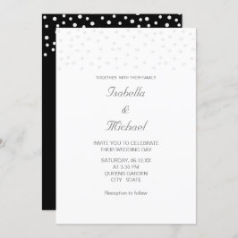 Chic Pearls on Black and White Wedding Invitation Kaart
