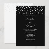 Chic Pearls on Black and White Wedding Invitation Kaart (Voorkant / Achterkant)