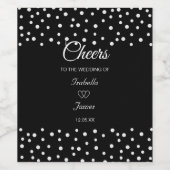 Chic Pearls op Black Wedding Wijn Etiket (Enkel label)