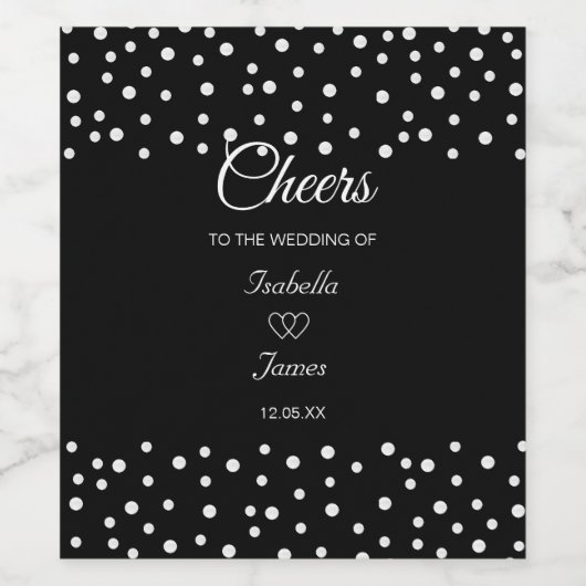 Chic Pearls op Black Wedding Wijn Etiket (Enkel label)