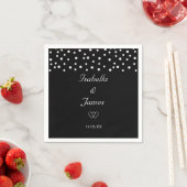 Chic Pearls op Black & White Wedding Napkins Servet (Insitu)