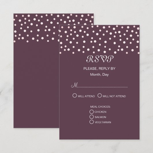 Chic Pearls op Cassis Wedding RSVP Kaartje (Voorkant / Achterkant)