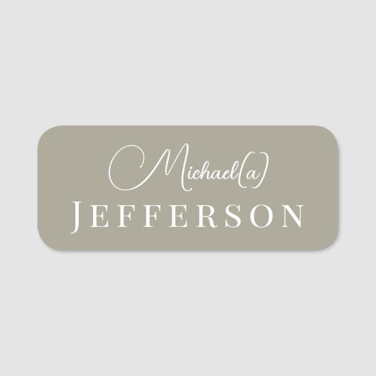 Chic Pebble Grey: Elegante professionele handgesch Naamplaatje (Voorkant)