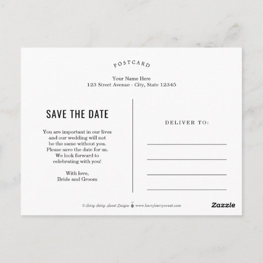 Chic Peek EDITABLE KLOR sparen het Briefkaart van  (Achterkant)