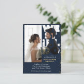 Chic Peek Navy hernieuwde geloften uitnodiging (Staand voorkant)