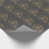 Chic  Penny Farthing Bike Gold Glitter Grey Cadeaupapier (Hoek)