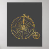 Chic  Penny Farthing Bike Gold Glitter Grey Poster (Voorkant)