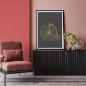 Chic  Penny Farthing Bike Gold Glitter Grey Poster