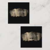 Chic-penseelstreek | Faux Gold op zwart Vierkante Visitekaartje (Voorkant / Achterkant)