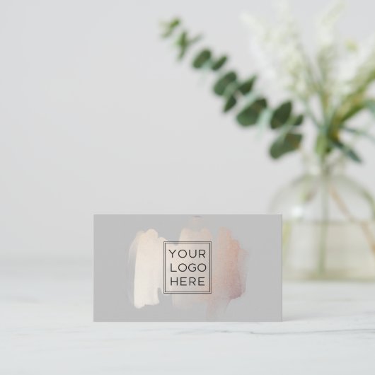 Chic-penseelstreek | Faux Roos Gold met Logo Visitekaartje (Staand voorkant)