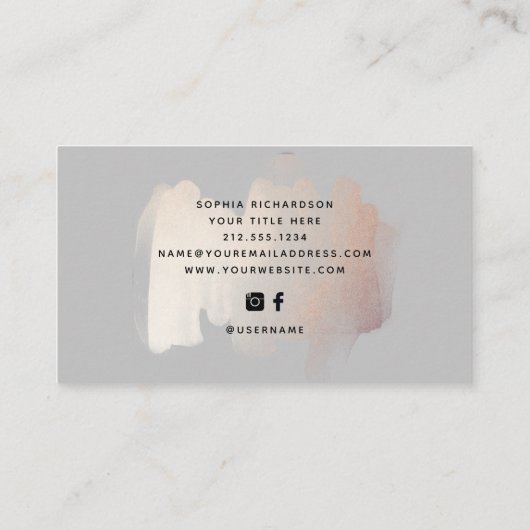 Chic-penseelstreek | Faux Roos Gold met Logo Visitekaartje (Achterkant)