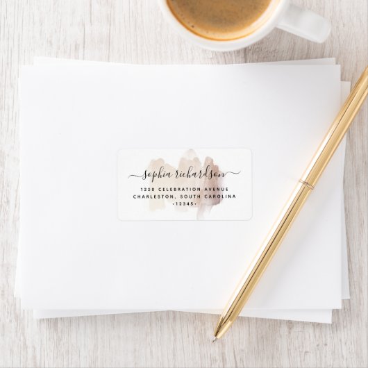 Chic-penseelstreek | Faux Roos Gold on White Etiket (Insitu)