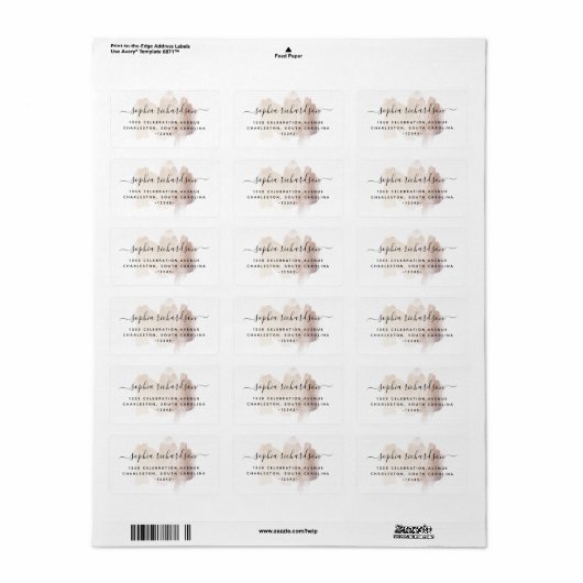 Chic-penseelstreek | Faux Roos Gold on White Etiket (Full Sheet)
