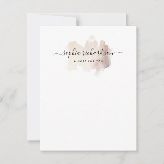 Chic-penseelstreek | Faux Roos Gold on White Notitiekaartje (Voorkant)