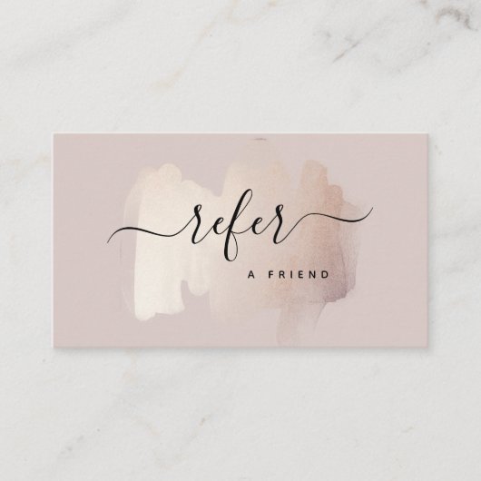 Chic-penseelstreek | Faux Roos Gold op neutraal Ro Aanbevelingskaartje (Voorkant)