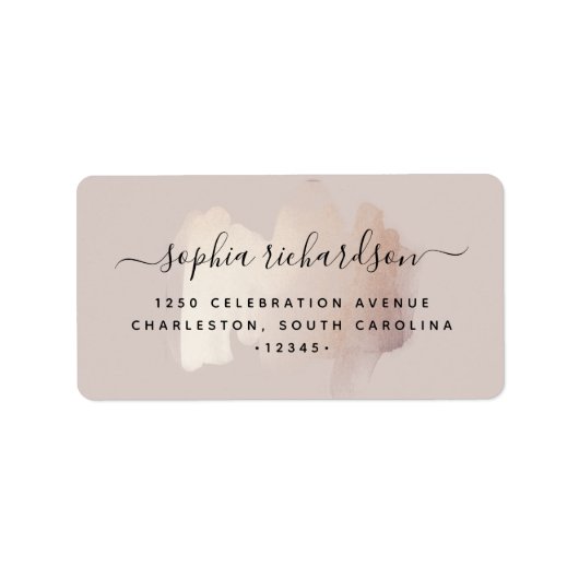 Chic-penseelstreek | Faux Roos Gold op neutraal Ro Etiket (Voorkant)