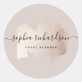 Chic-penseelstreek | Faux Roos Gold op neutraal Ro Ronde Sticker (Voorkant)