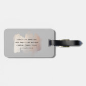 Chic-penseelstreek | Faux-Roos-goud op zacht grijs Bagagelabel (Achterkant horizontaal)