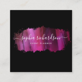 Chic-penseelstreek | Faux roze op zwart Vierkante Visitekaartje